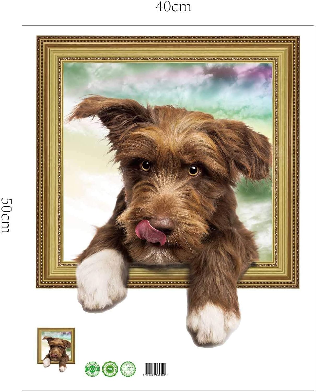The new 3D simulation cute dog wall sticker PVC removable art decal kids room Bedroom Pet shop background decorative wall stickers