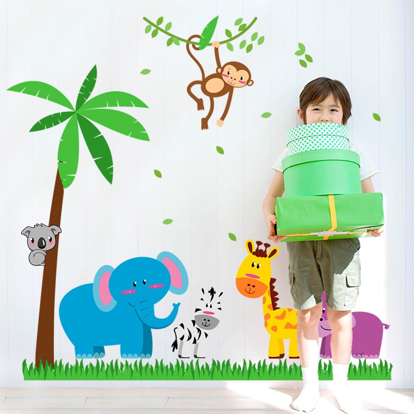 Cortina Elephants And Monkey Self Adhesive Wall Sticker - BI-SK9039