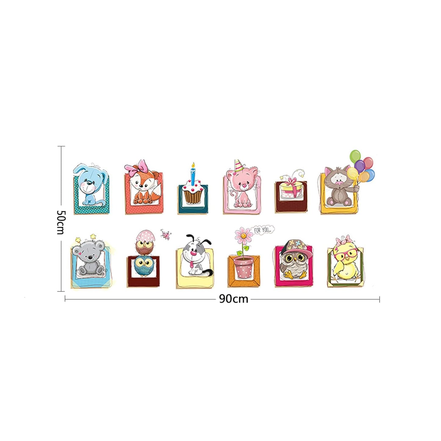 Cartoon Animal Photo Frame DIY Wall Sticker Living Room Bedroom Wall Stickers Wall Decor XH6223 ation for Kids Rooms