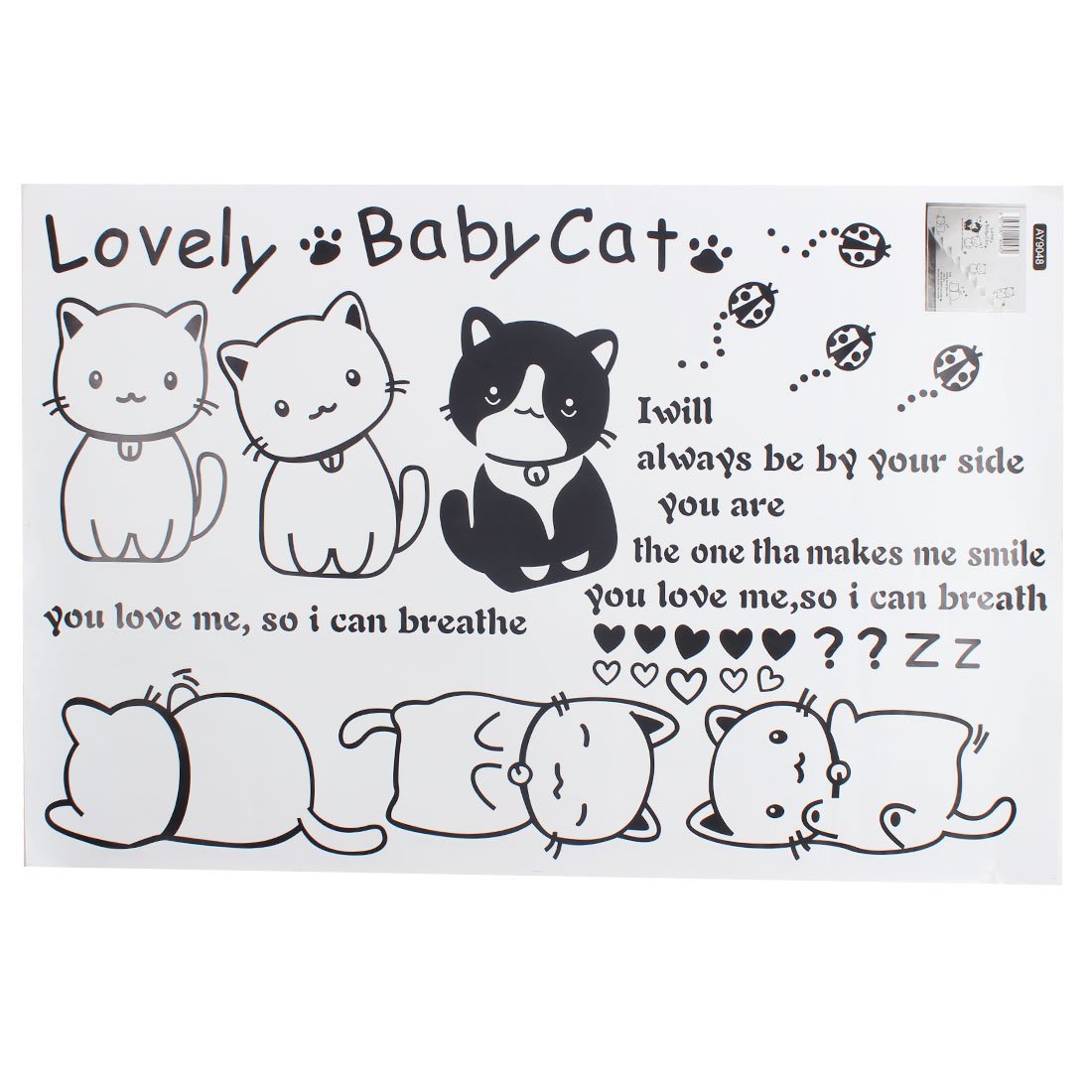WALL STICKER LOVELY BABY CAT KUCING LOVE BLACK AY9048 WALL STICKER