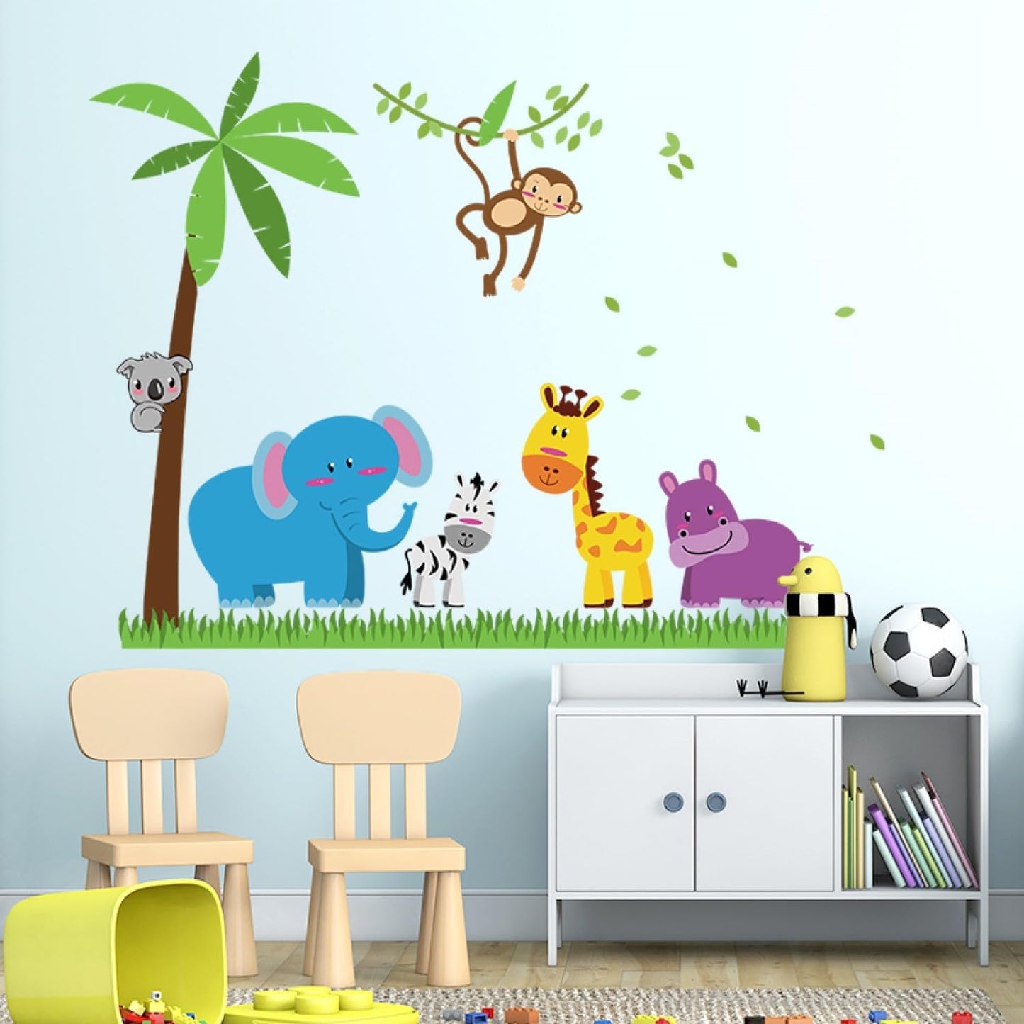 Elephants And Monkey Self Wall Sticker SK9039