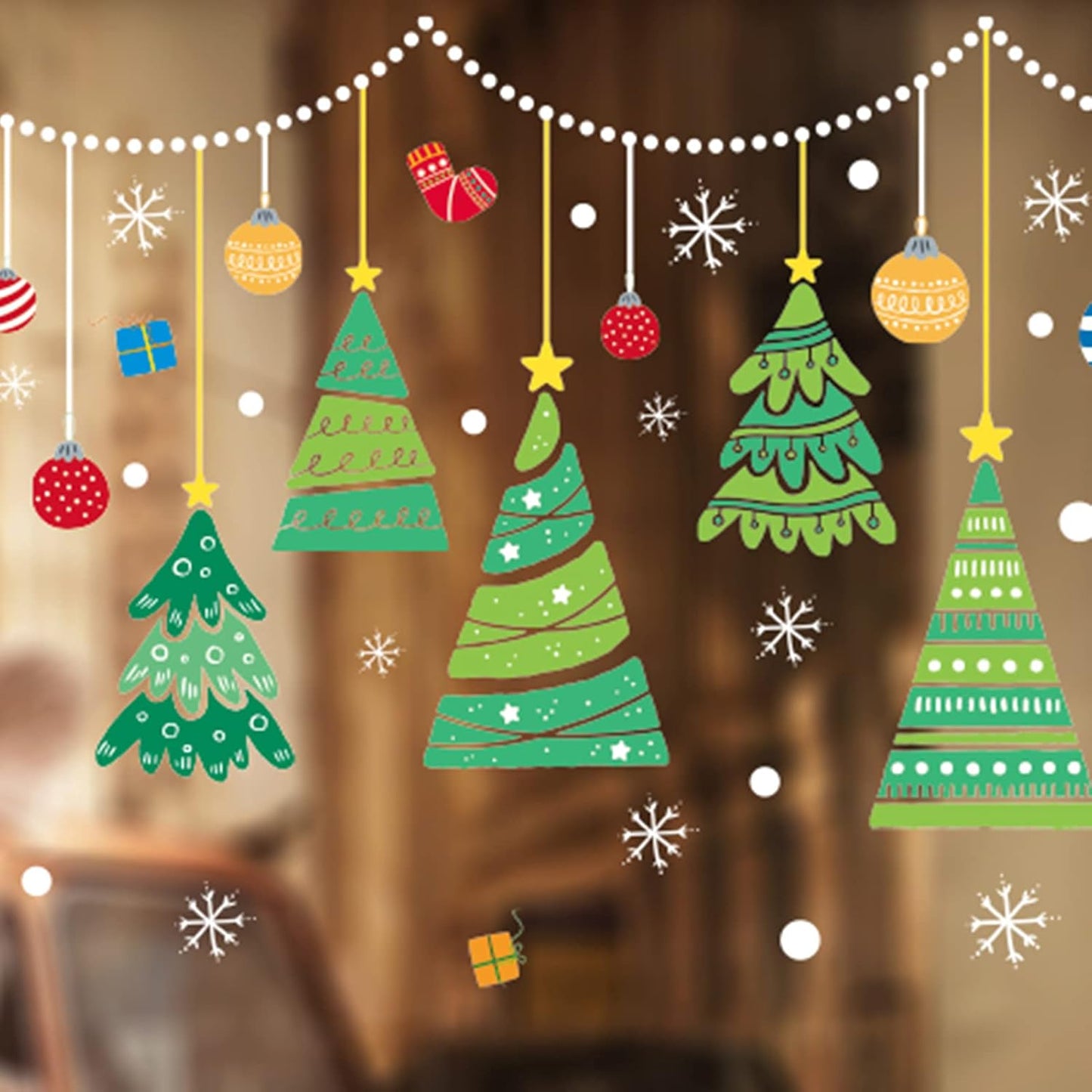 Window Sticker Anti-Fade Xmas Themed Window Decal Vibrant Color for Bedroom