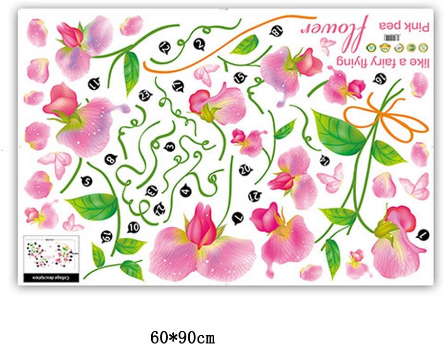 Flipkart SmartBuy 152 cm Wall Stickers Pink Pea Flower for Study Room Self Adhesive Sticker