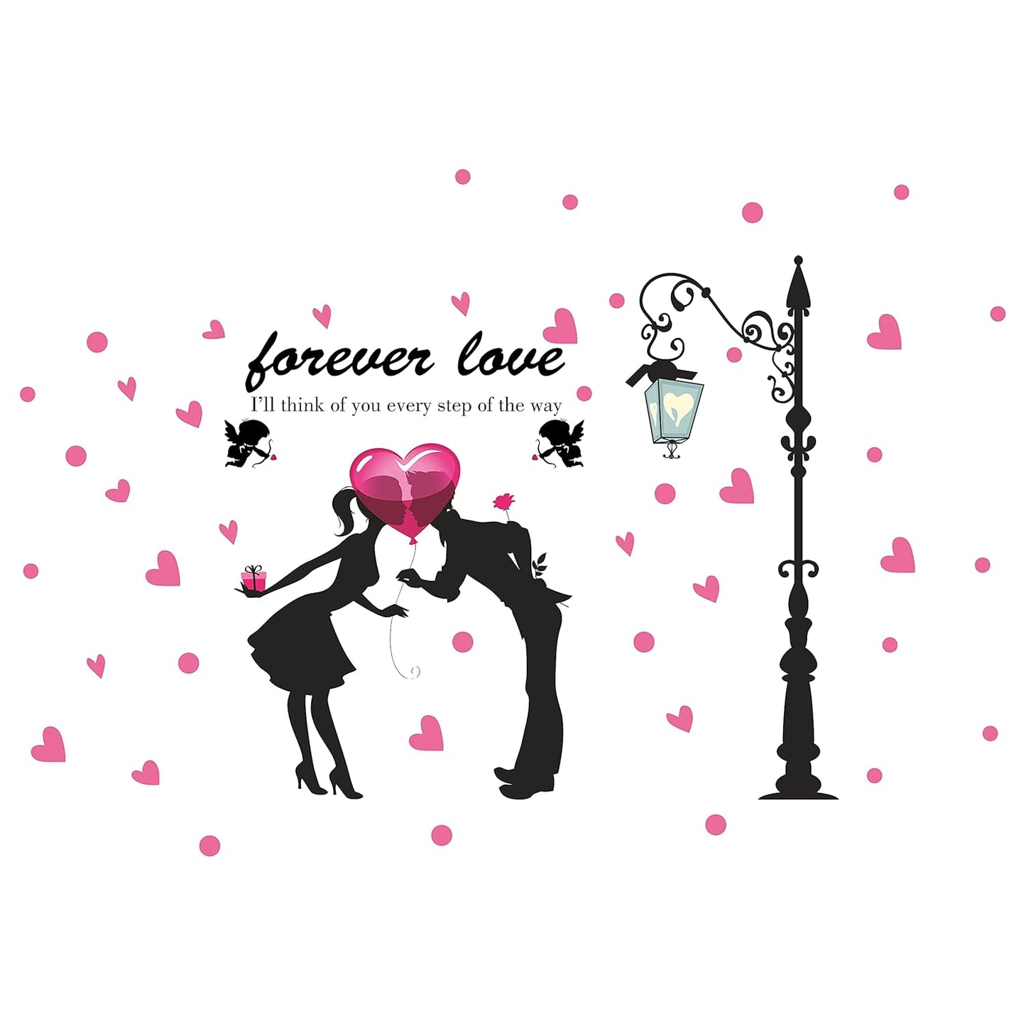 Forever Love Angel Cat Wall Sticker Romantic TV Background Home Decoration
