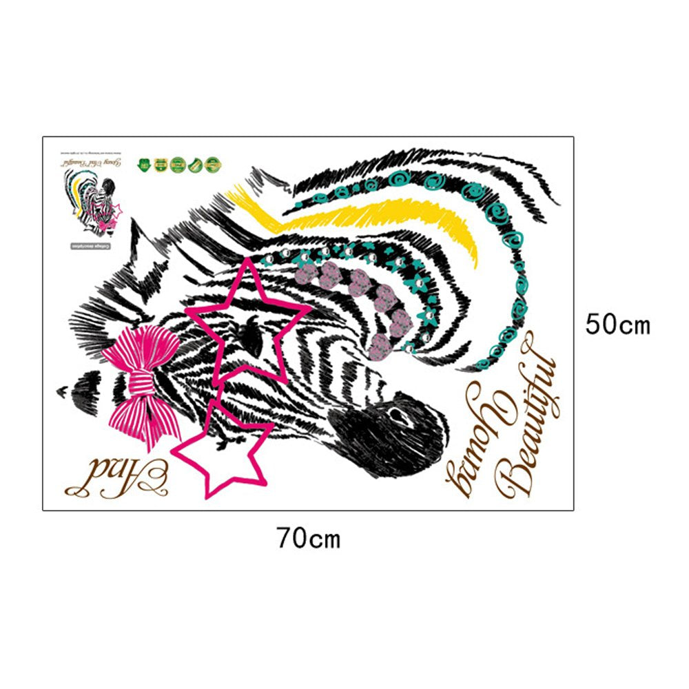 Butterflies Flowers Trees Wall Stickers Cartoon Animals Removable Wall Decals Home Decor Art Mural Baby Boys Girls Kids Bedroom Kitchen Room Decoration Wall Sticker (Beautiful Zebra)