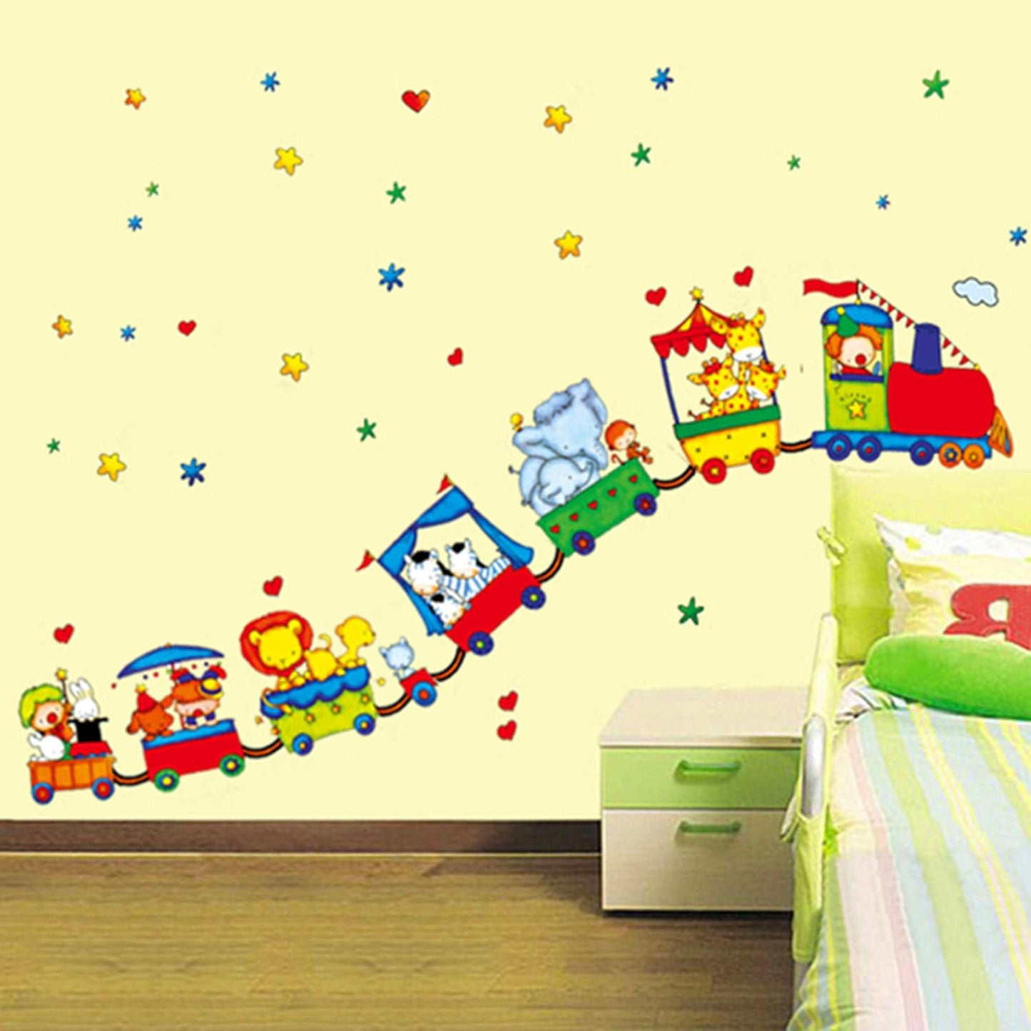 Cute Animal Train Wall Sticker Decal Vinyl Art kids Baby nursery Room Cartoon Decor Home Decor