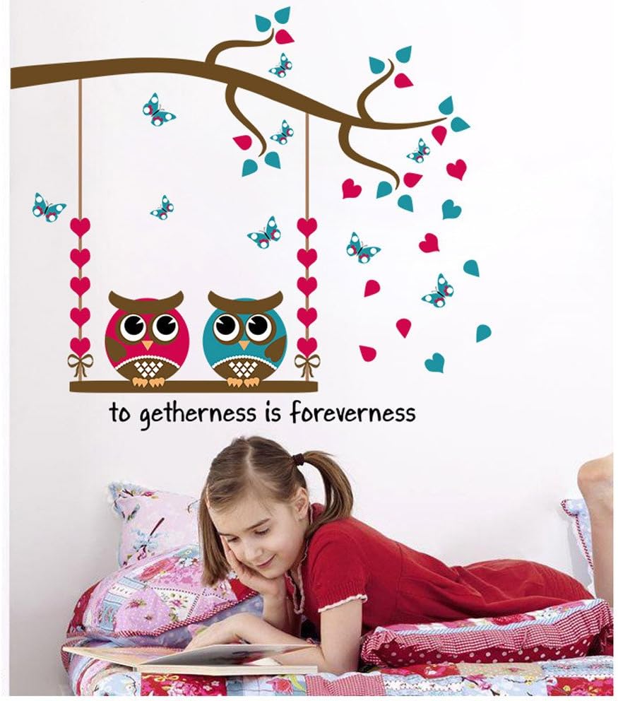 Hm31001 Wall Sticker Decoration Wall Decor Wallpaper Sticker Goods Wall Rental Room OK Owl Butterfly Butterfly Love Love Tree Swing Two Owls Beautiful Wall Sticker