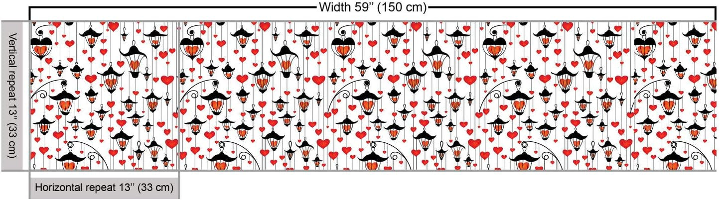 Ambesonne Love Fabric by The Yard, Romance for Valentine's Day Hearts in Lamp Classic Antique Themed Pattern, Decorative Fabric for Upholstery and Home Accents,Dk9147 wall stickers