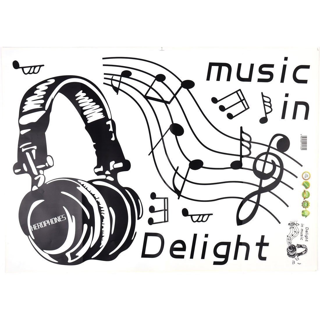 Jm8265 Generic Home Earphone Note Print Water Resistant Wall Sticker DIY Wallpaper