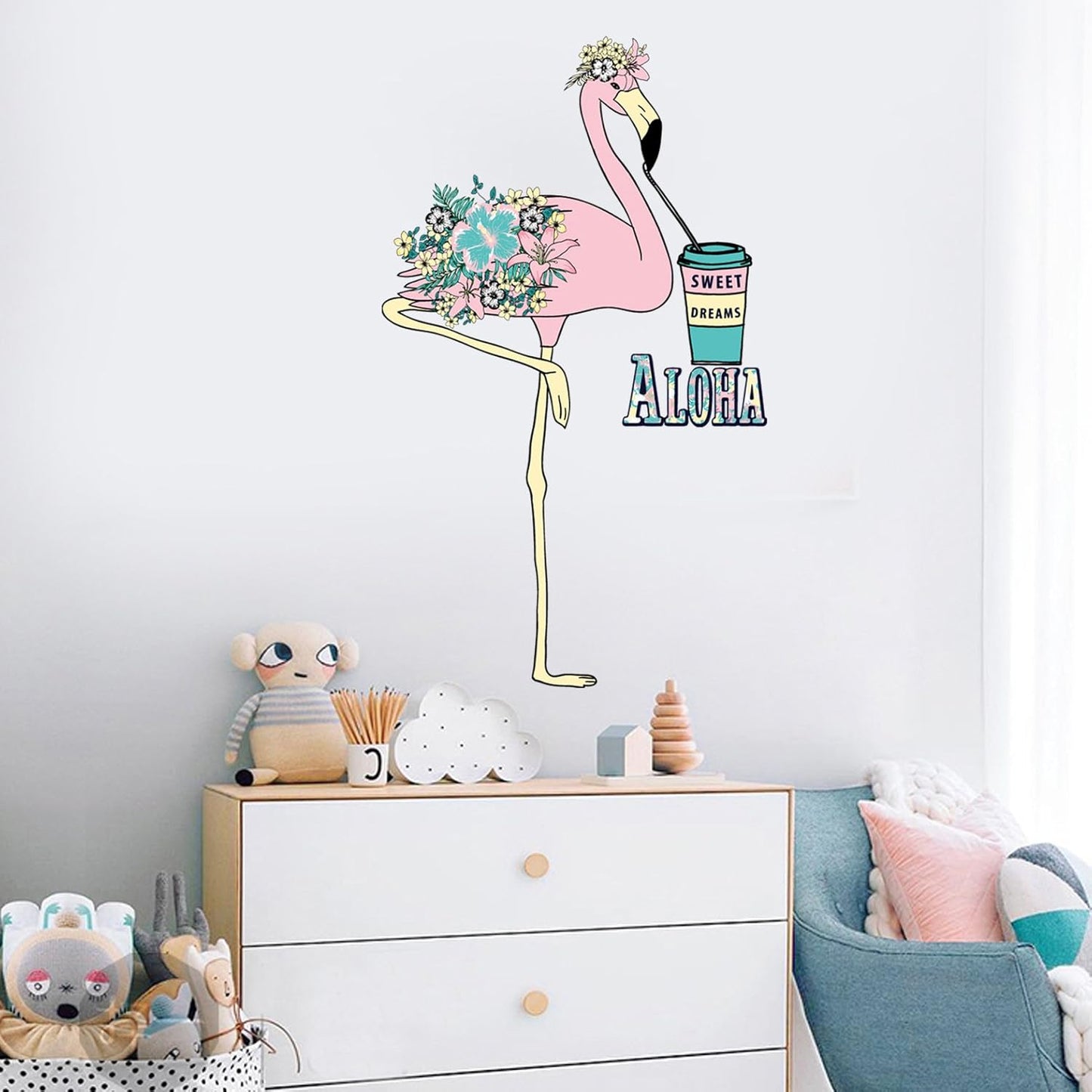Wall Sticker Wall Decoration Stickers, Cartoon Flamingo Self-Stick Removeable Pvc Stickers Jm8395
