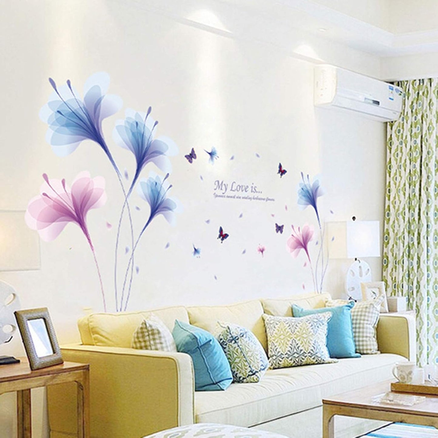 Orchid Flowers Wall Stickers Removable DIY Butterfly Art Decor Wall Stickers Murals for Living Room Kids Room Bedroom TV Background Decoration XL8262 Size: 60x90