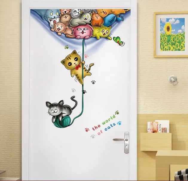 Wall sticker Cat Door II SK9363 (90x60) Stiker Dinding