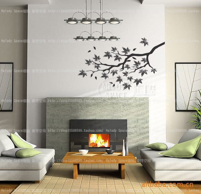 Fashion pvc wall stickers bedroom living room TV Dining Maple flowers backdrop - Sticker JM7005