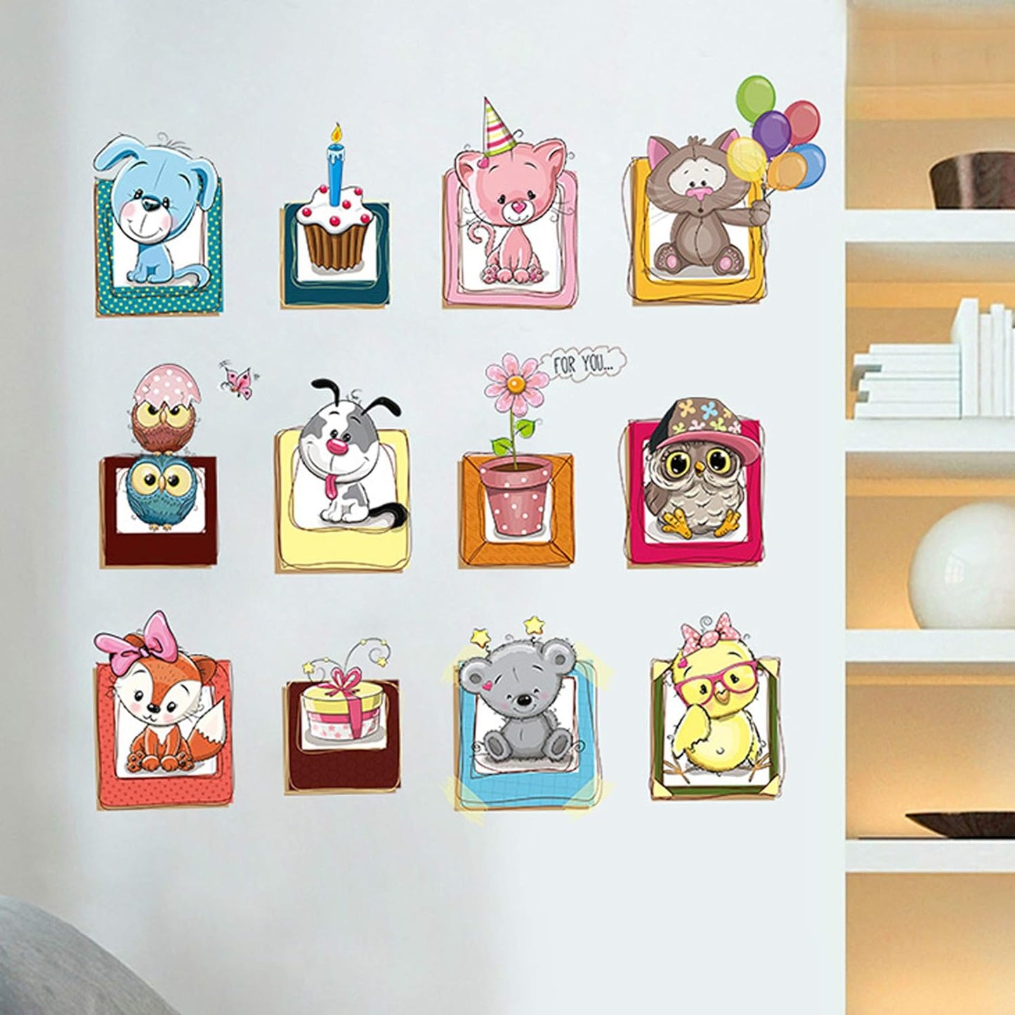 Cartoon Animal Photo Frame DIY Wall Sticker Living Room Bedroom Wall Stickers Wall Decor XH6223 ation for Kids Rooms