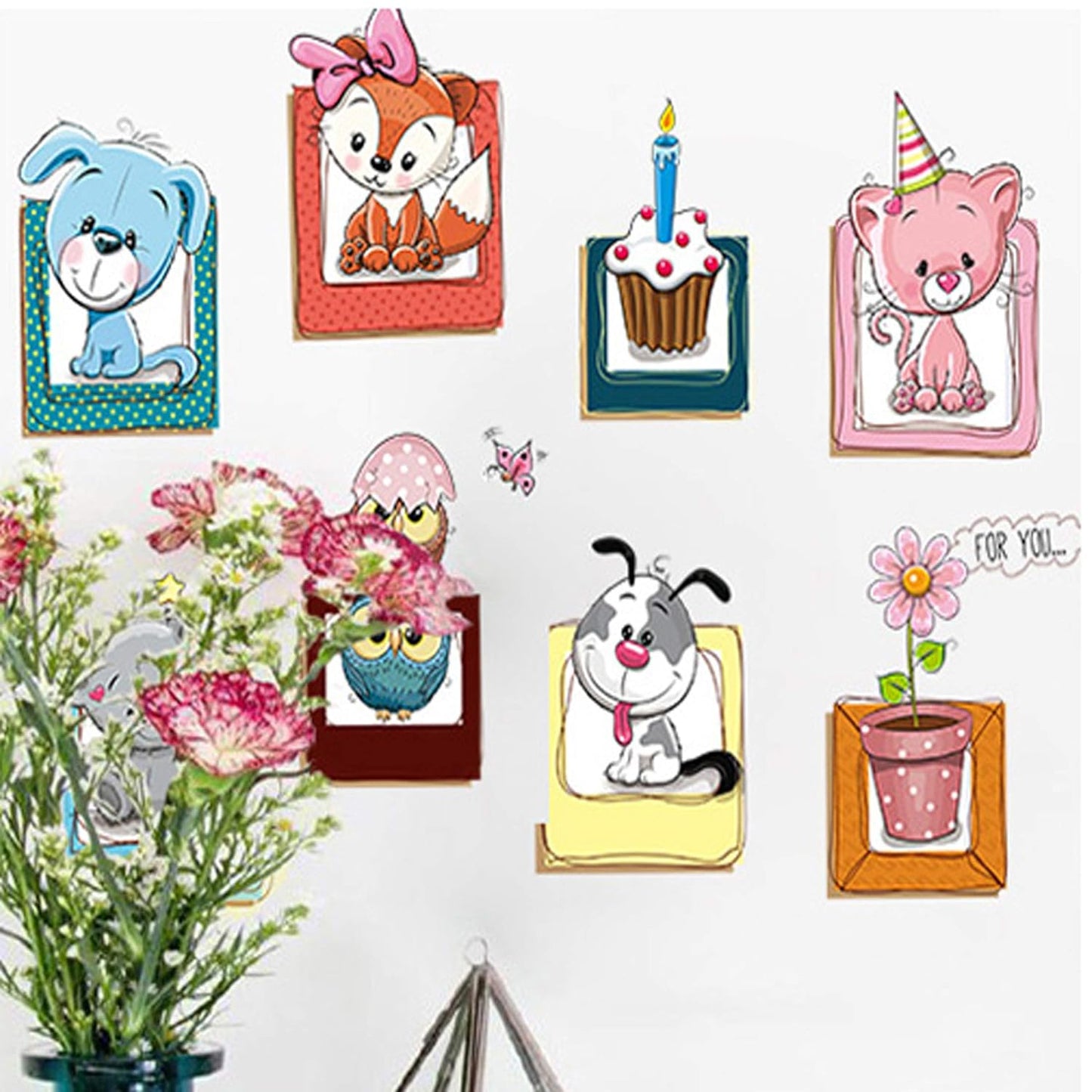 Cartoon Animal Photo Frame DIY Wall Sticker Living Room Bedroom Wall Stickers Wall Decor XH6223 ation for Kids Rooms