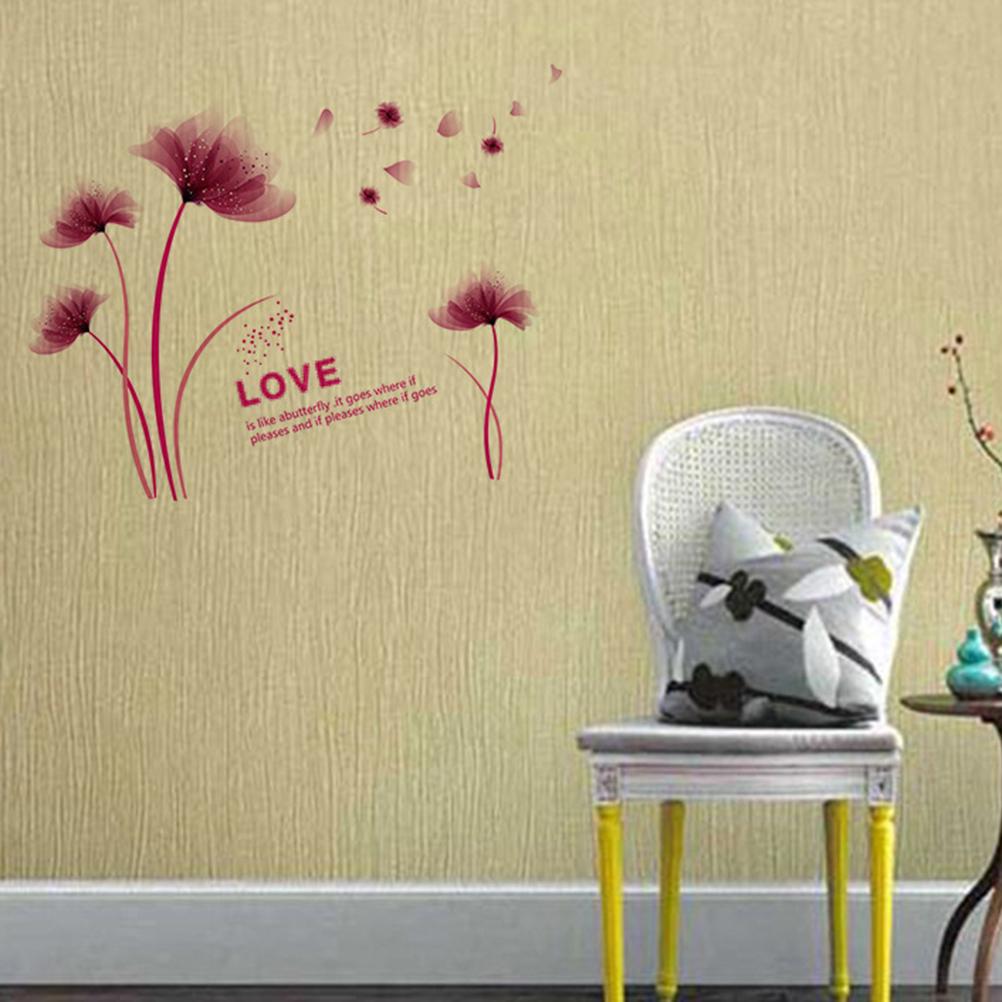Purple Romantic Blooming Flowers Decorative Wall Stickers