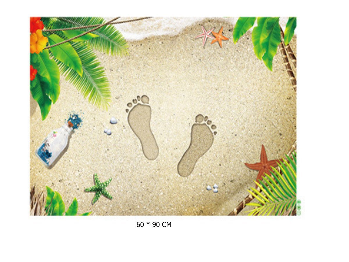 3D solid beach footprints, floor stickers, door mats, PVC waterproof XH9298