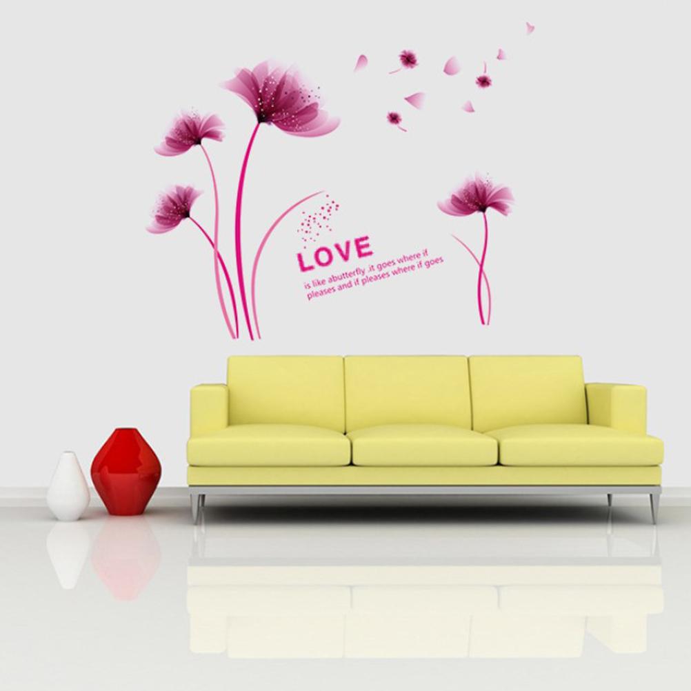 Purple Romantic Blooming Flowers Decorative Wall Stickers
