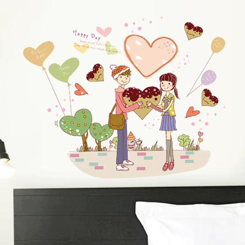 They started dating couples marriage room wall stickers love stickers love flowers wedding blessing
