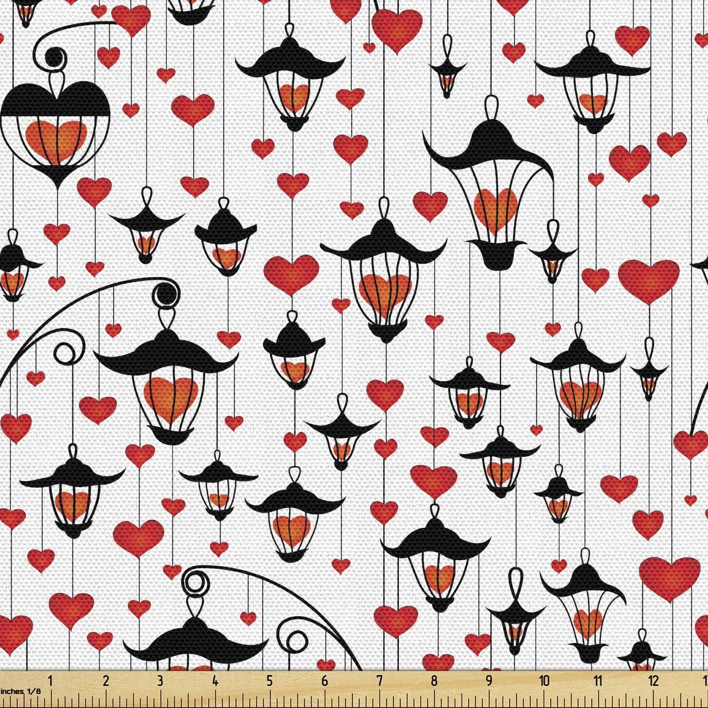 Ambesonne Love Fabric by The Yard, Romance for Valentine's Day Hearts in Lamp Classic Antique Themed Pattern, Decorative Fabric for Upholstery and Home Accents,Dk9147 wall stickers