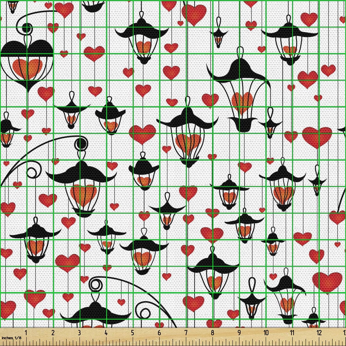 Ambesonne Love Fabric by The Yard, Romance for Valentine's Day Hearts in Lamp Classic Antique Themed Pattern, Decorative Fabric for Upholstery and Home Accents,Dk9147 wall stickers