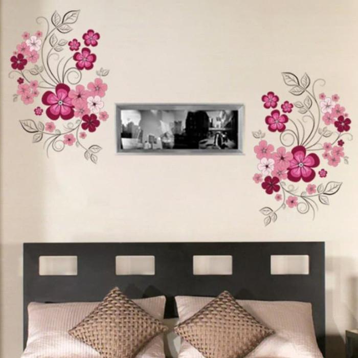 Removable Vinyl Wall Stickers Flowers Living Room TV/Sofa Background Home Decoration Wall Decals 60*90cm JM7151