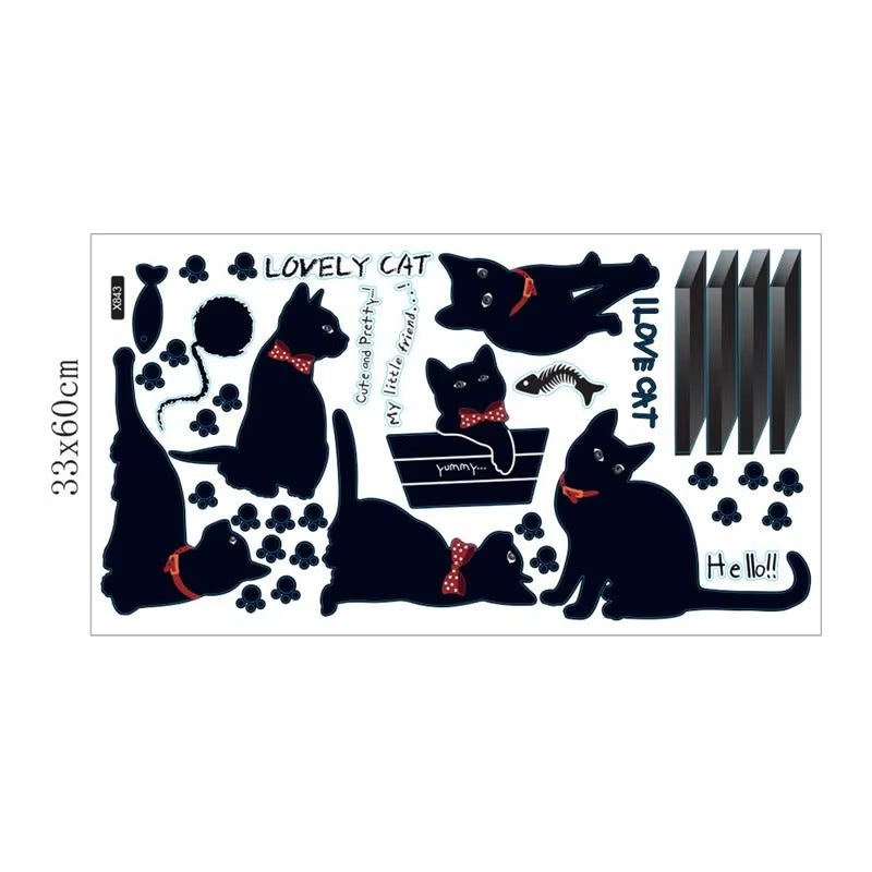 Lovely Playing Cats Animals Wall Stickers Kids Room Decoration Home Kitten Printing Mural Art Cartoon Diy Decal Ld843 Size: 60x33