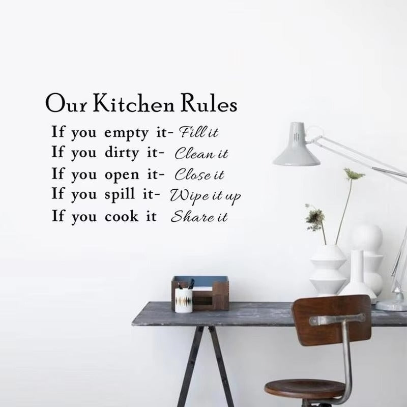 Our Kitchen Rules Cook Words Quote Wall Stickers Art Decals Home Decor NEW Room Decoration Accessories Kitchen Wall Stickers DZ007 Size:40*60cm