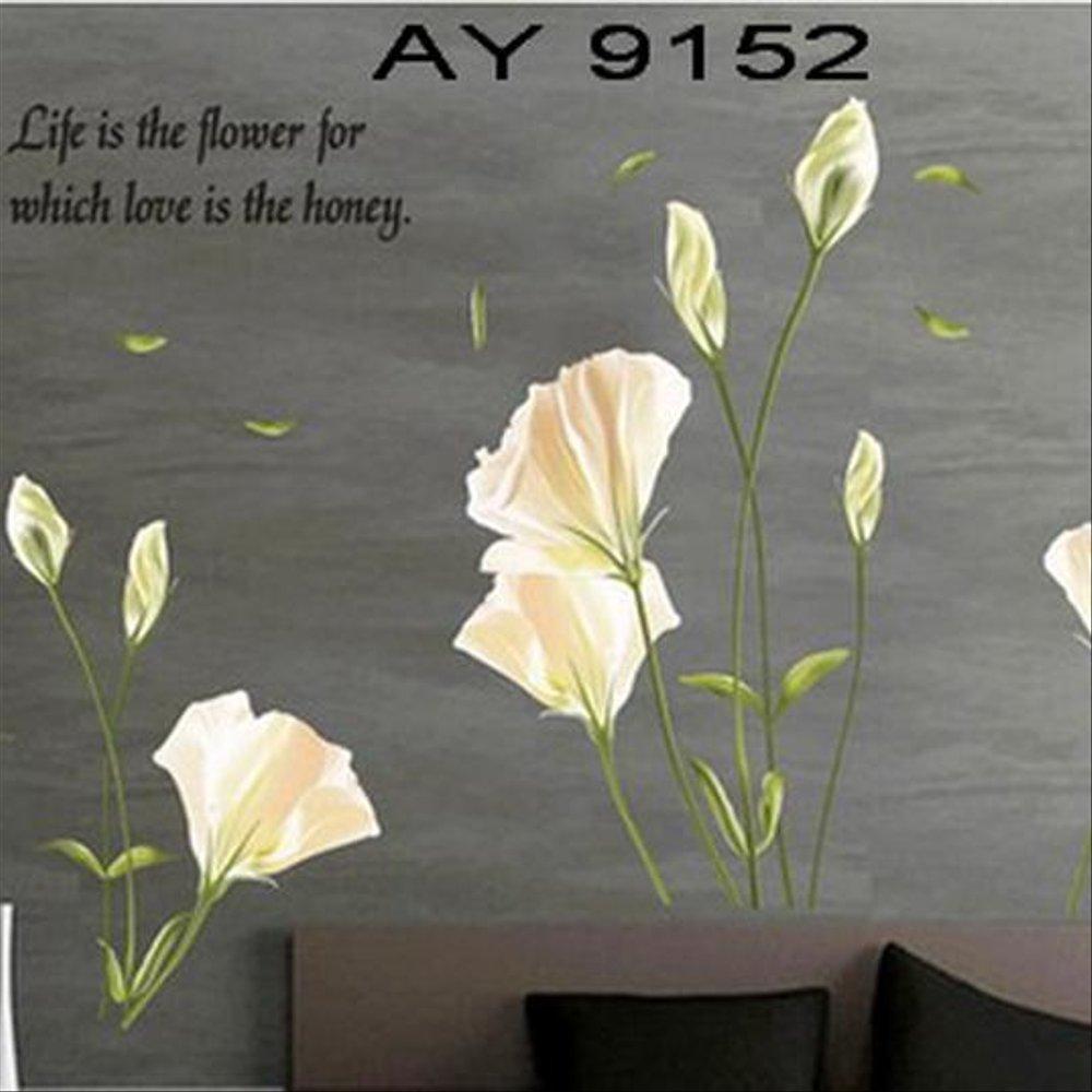 flowers wall stickers home decorations removable PVC transparent stickers floral decals tv background mural art AY9152