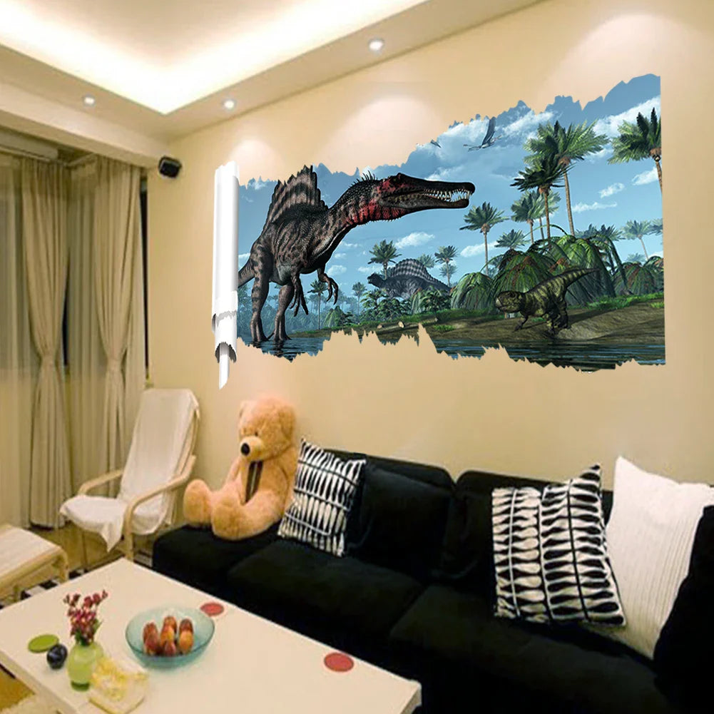 X002 Dinosaurs Wall Stickers for Kids Room Bedroom Nursery Background Mural Decor Removable Wall Decals