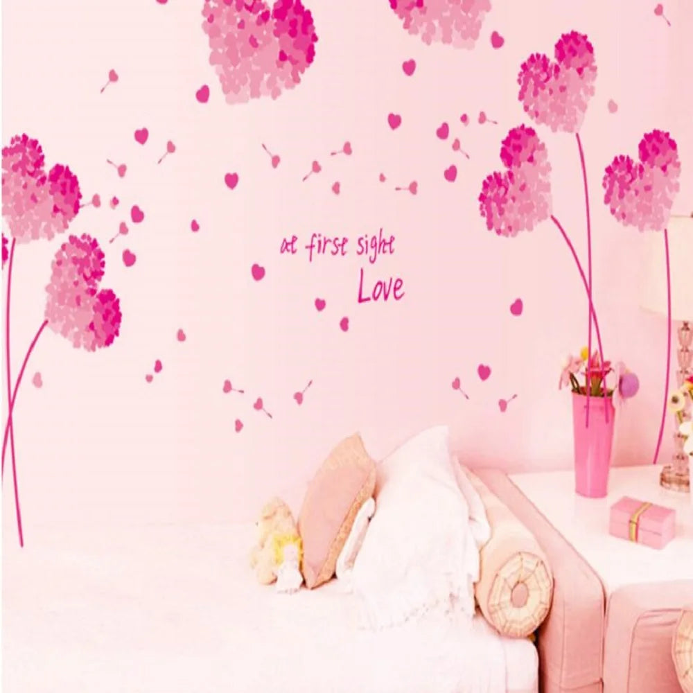 AY7176p Purple Love Grass Wall Stickers Home Decal Decoration Fashion Cute Waterproof Bedroom Living Room Sofa Home Family