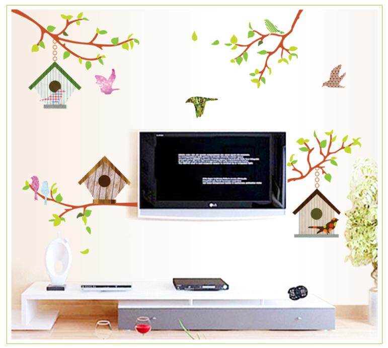 Birds nest on the branch wall sticker jm7203