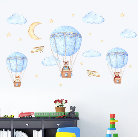 JM7343 Cute Hot-air Balloon Design Wall Sticker