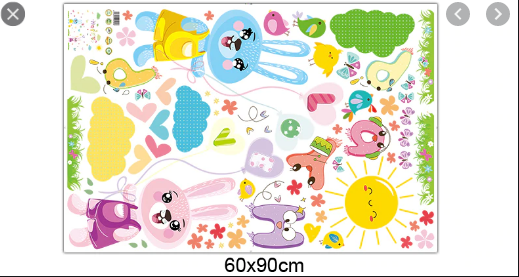 XL8208 cartoon love rabbit butterfly wall birds chicks flower wall stickers for kids rooms bathroom decor wall decals poster