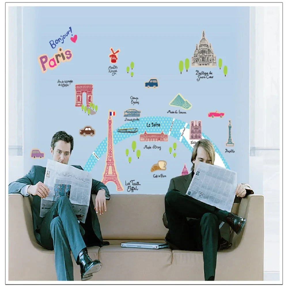 Creative French Landscape City Vinyl Art DIY Wall Stickers Eco-friendly Living Room Home Decor Mural Decal Wallpaper AY9088