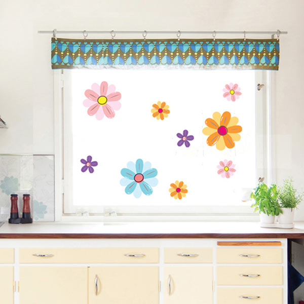 Easy to apply and remove wall stickers Colorful flowers Colorful flowers
