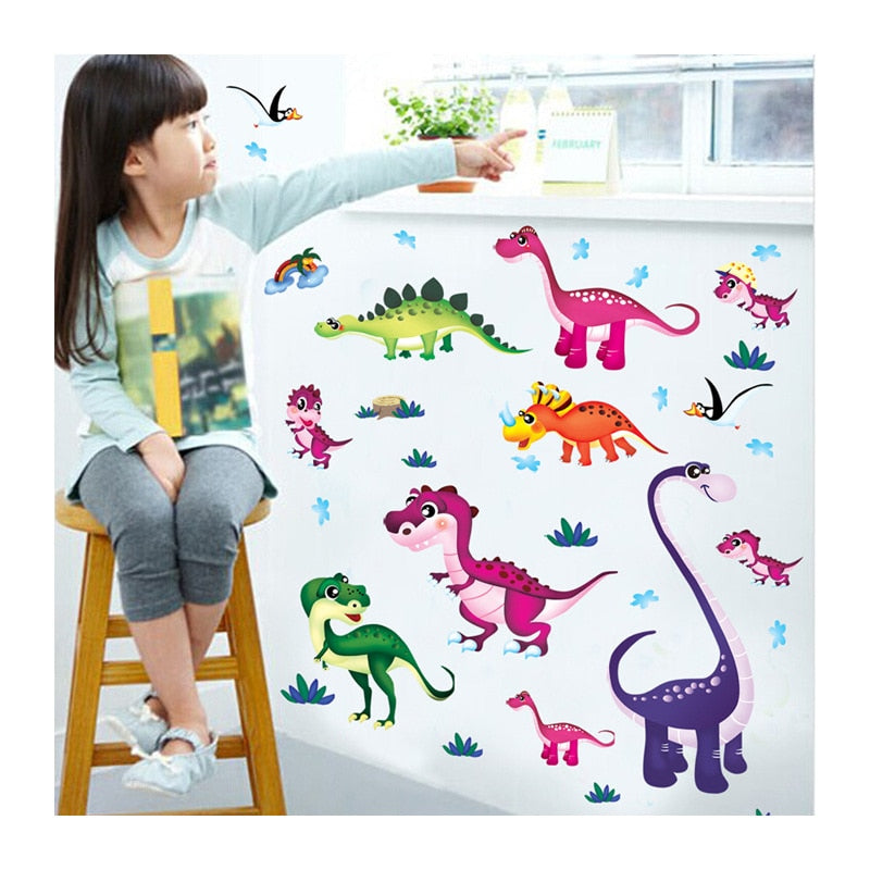 abc1045 Wall Stickers Children Room Home Decor Dinosaur Vinyl Kids Room Decal Baby Nursery Decor