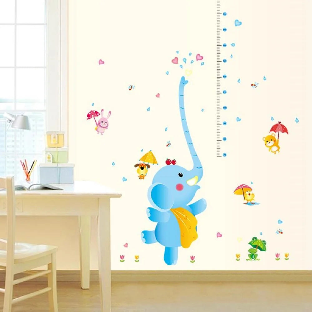 Elephant Child Height DIY Vinyl Wall Stickers For Kids Rooms Home Decor Art Decals 3D Poster Wallpaper Decoration - sk9111