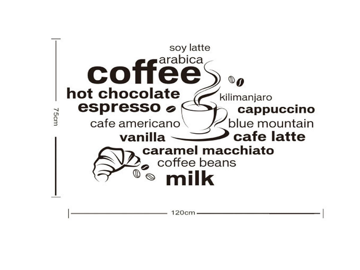 JM7323 English proverbs coffee wall stickers Vinyl DIY Coffee language wall decals For Cafe kitchen restaurant decoration Art