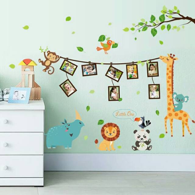Cartoon Animal Style Photo Frame Children Bedroom Decorative Wall Stickers SK9206 Size:60x90cm