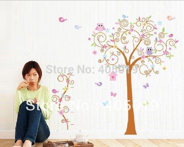 JM7250AB Owl Tree Wall Stickers for Kids Rooms 2pcs=1set Large Home Decor