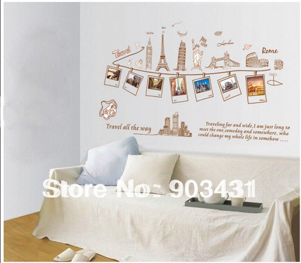 Large Size Wall Decal Creative Combination World Travel Wall Stickers for Home Decoration ay9011