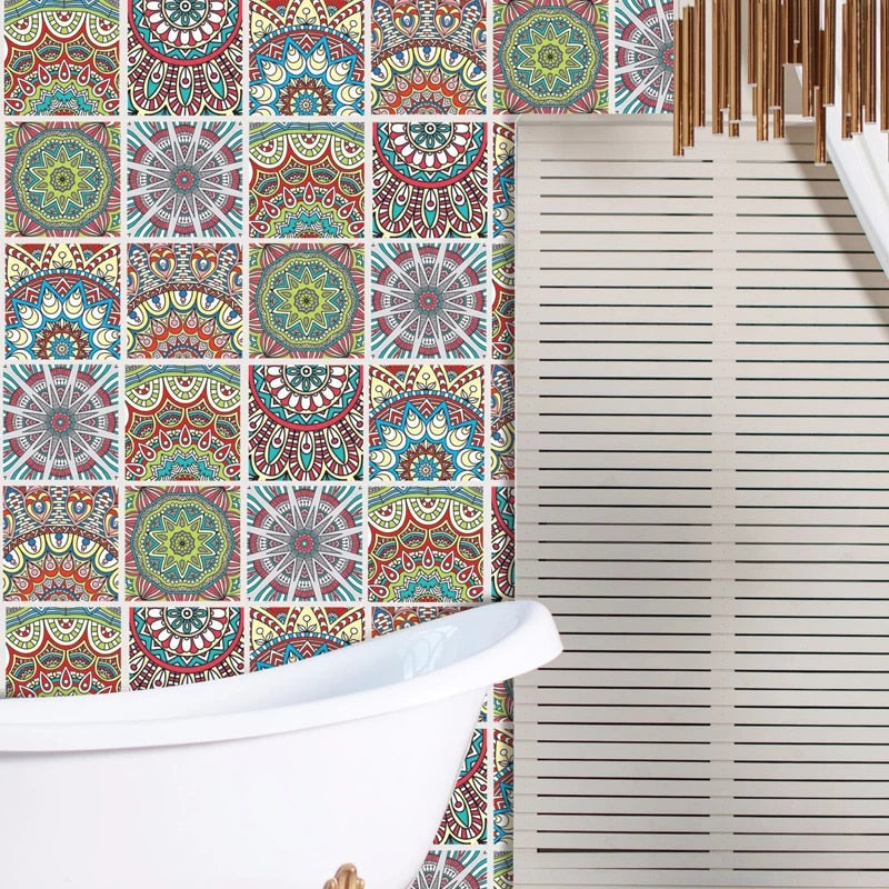 Premium Mosaic Self Adhesive Wallpaper Sticker, PVC 2D Waterproof Oilproof Ceramic Tiles Stickers Toilet Tile Wall Paper Wall Tiles 8"x8" (6 Sheets) JM710