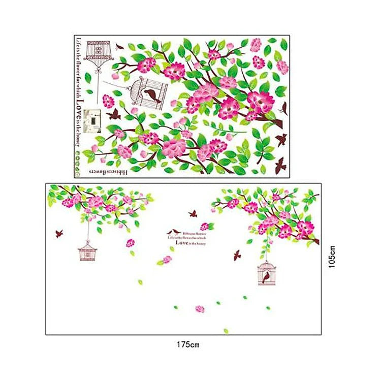 WALLSTICKER 60X90 AY1916A PINK HIBISCUS WALSTIKER