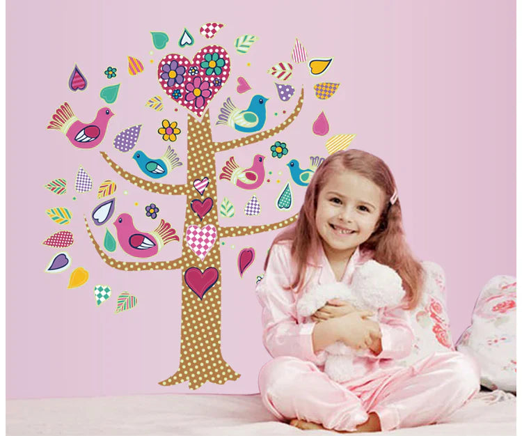 Glow in the Dark Wall Stickers - Tree with Birds ABQ9617
