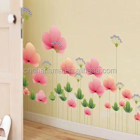 Ay928 China Supplier Removable Beautiful Flower Vinyl Wall Paper Sticker For Room Decoration
