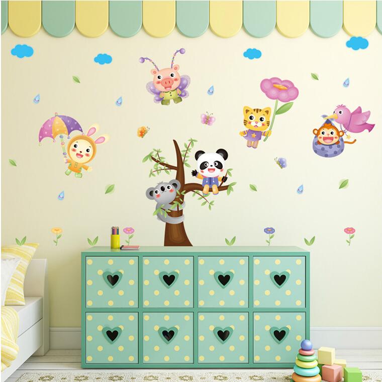 XL8206 in the rain of the flying animal wall stickers children room kindergarten cartoon waterproof decorative wallpaper.