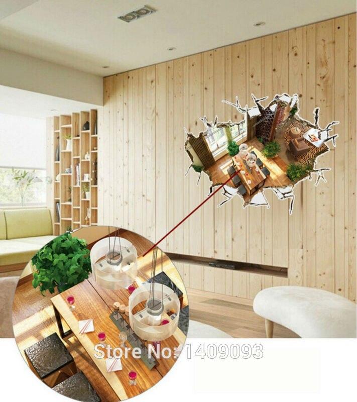 3D stereo decoration wall breaking home personalized wall sticker AY9255 remove wall stickers