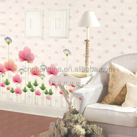 Ay928 China Supplier Removable Beautiful Flower Vinyl Wall Paper Sticker For Room Decoration