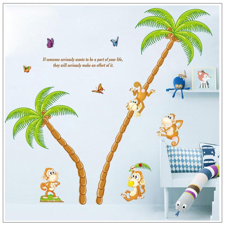 wall sticker XL8110 Árbol mono animales de dibujos animados inicio decoración de la casa pegatinas de pared de vinilo kids niño salón dormitorio diy arte mural decor decal
